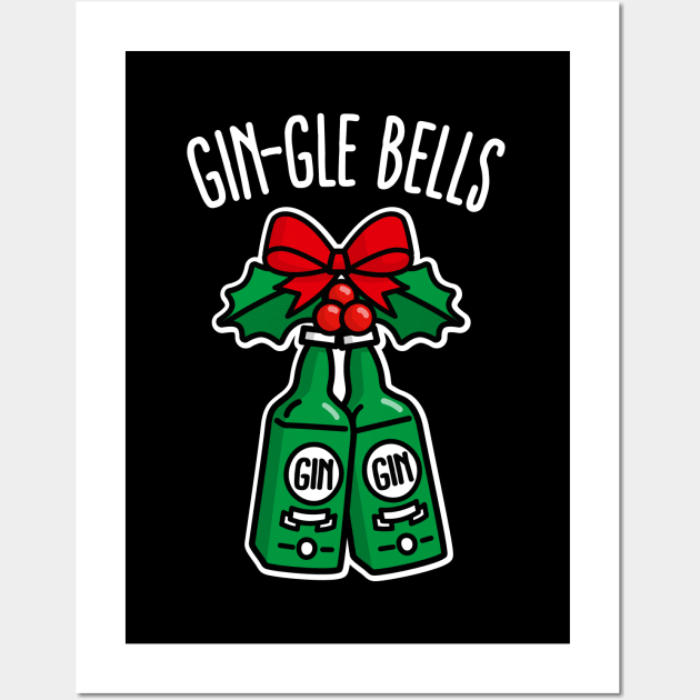 Gin-Gle bells jingle pun ugly Christmas funny gin drinking party Wall Art by LaundryFactory